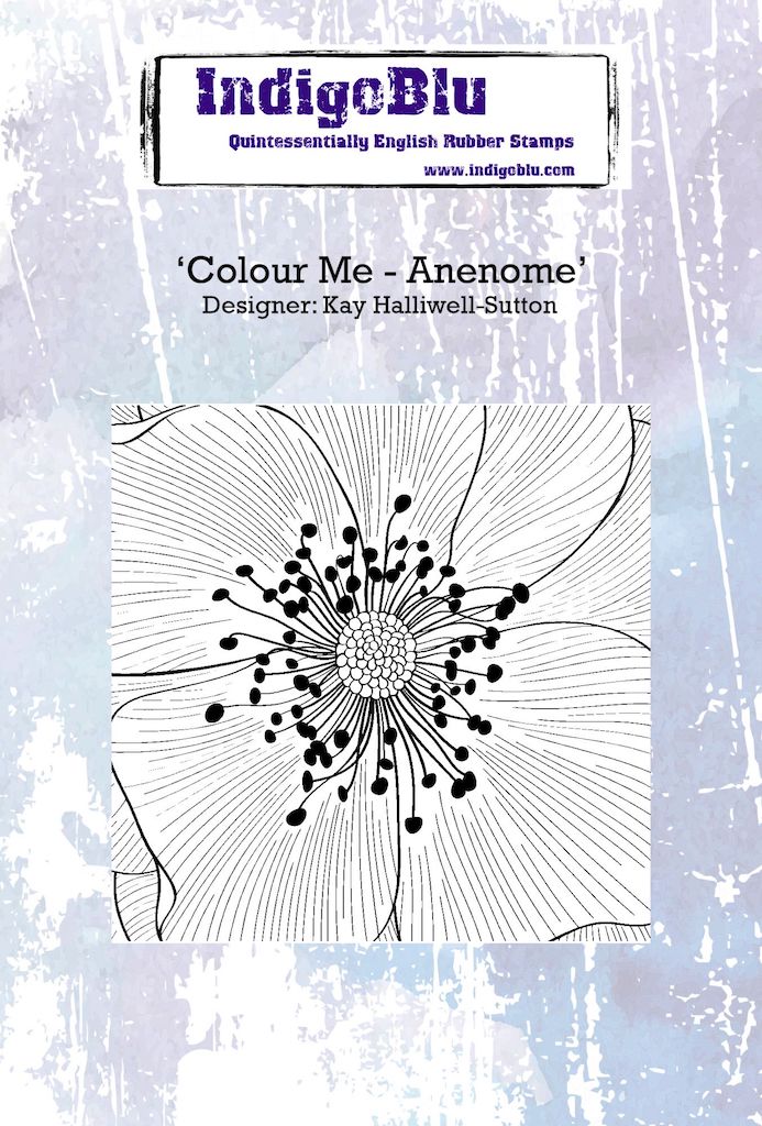Colour Me - Anenome A6 Red Rubber Stamp by Kay Halliwell-Sutton